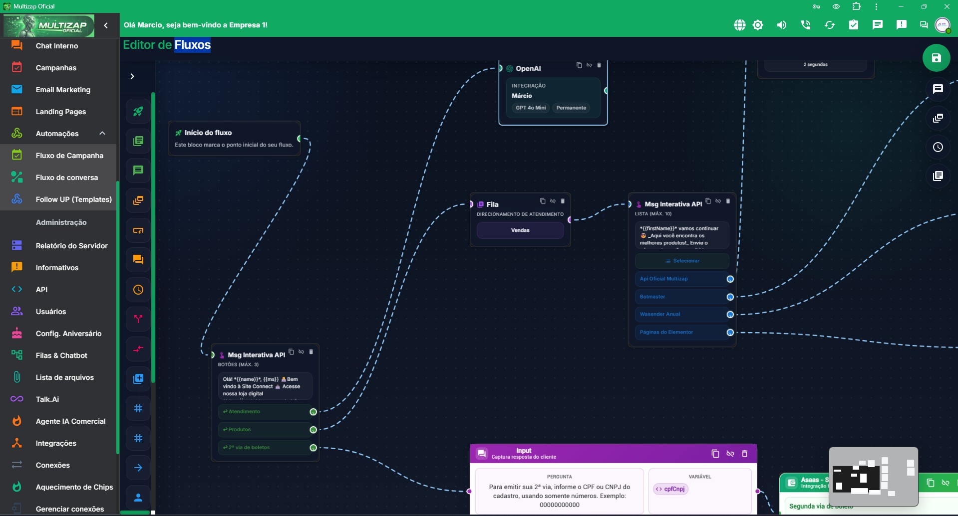 Função Flowbuilder do Multizap Oficial